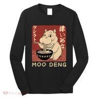 Funny Moo Deng Ramen Noodle Japanese Long Sleeve Shirt thumb 0