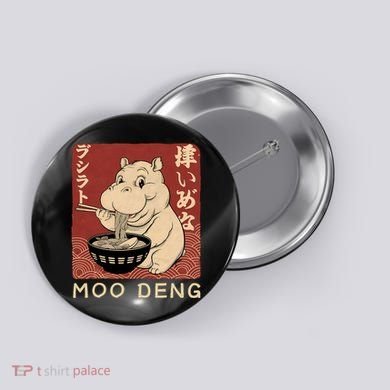 Funny Moo Deng Ramen Noodle Japanese Button