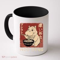 Funny Moo Deng Ramen Noodle Japanese Coffee Mug thumb 0