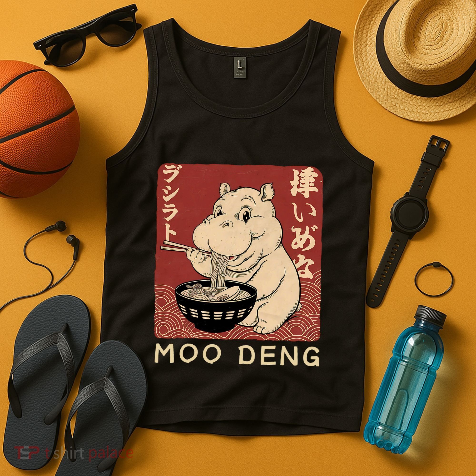 Funny Moo Deng Ramen Noodle Japanese Tank Top