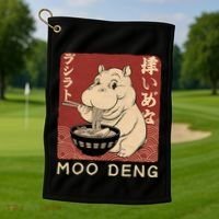 Funny Moo Deng Ramen Noodle Japanese Golf Towel thumb 1