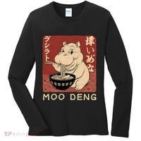 Funny Moo Deng Ramen Noodle Japanese Women's Long Sleeve Shirt thumb 0
