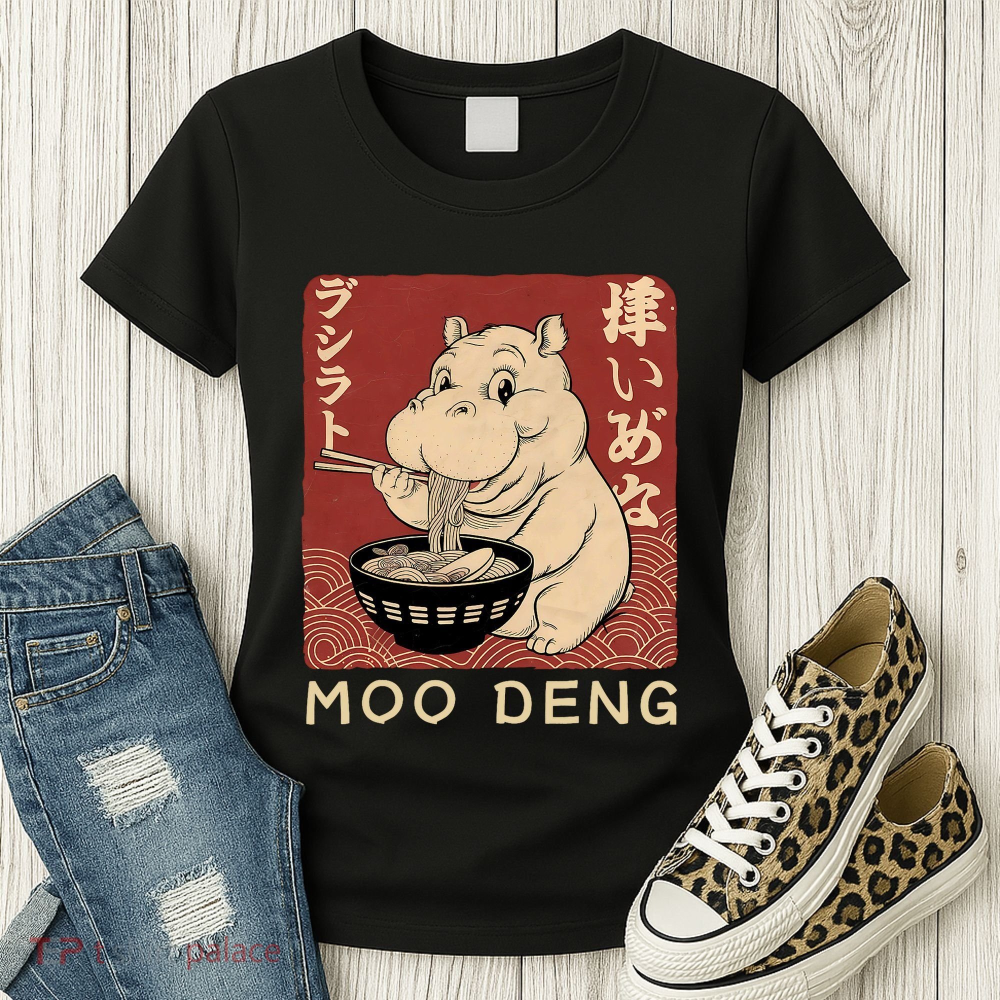 Funny Moo Deng Ramen Noodle Japanese Women's T-Shirt