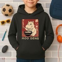 Funny Moo Deng Ramen Noodle Japanese Kids Hoodie thumb 2