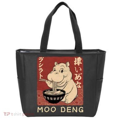 Funny Moo Deng Ramen Noodle Japanese Tote Bag