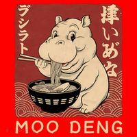 Funny Moo Deng Ramen Noodle Japanese Santa Hat thumb 1