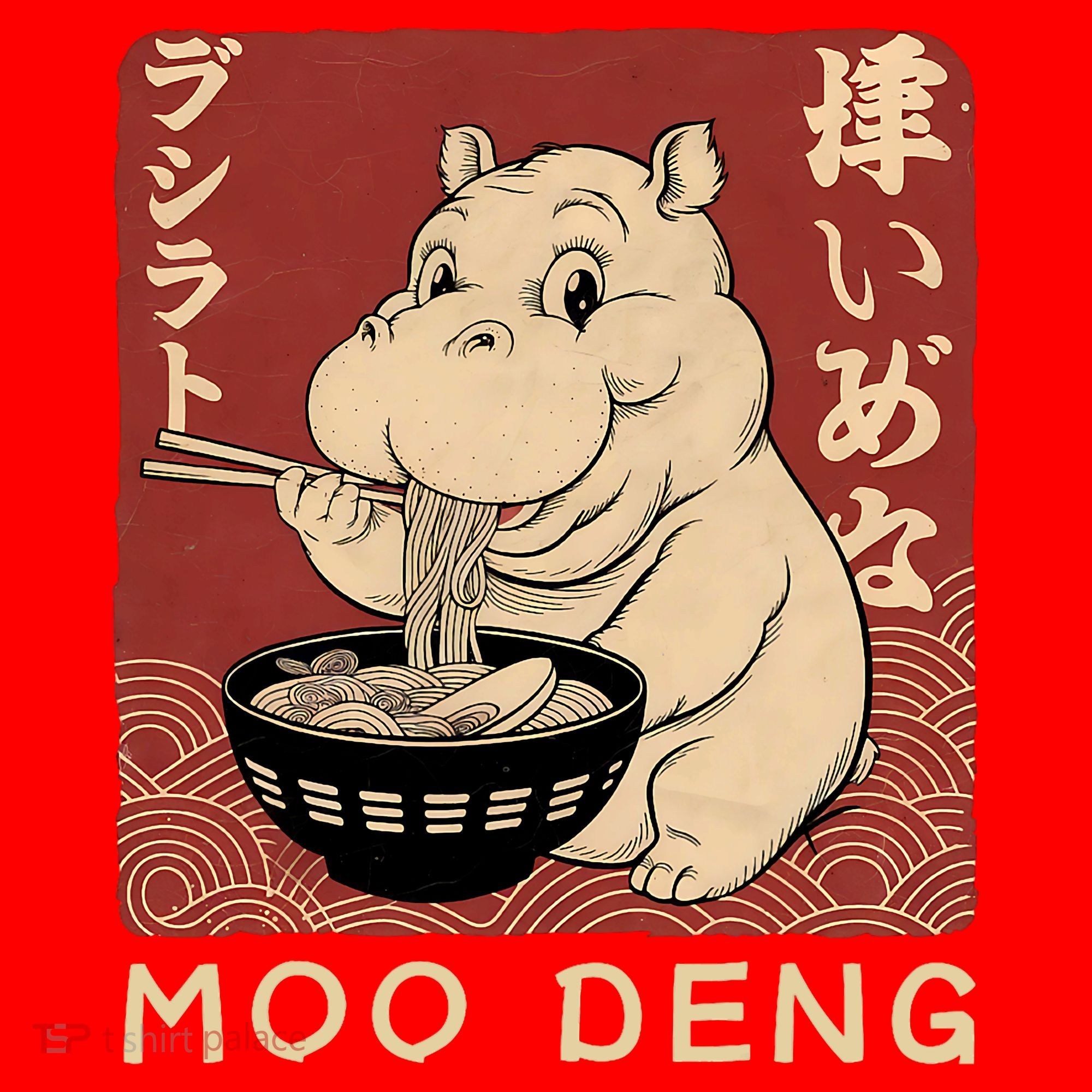 Funny Moo Deng Ramen Noodle Japanese Santa Hat