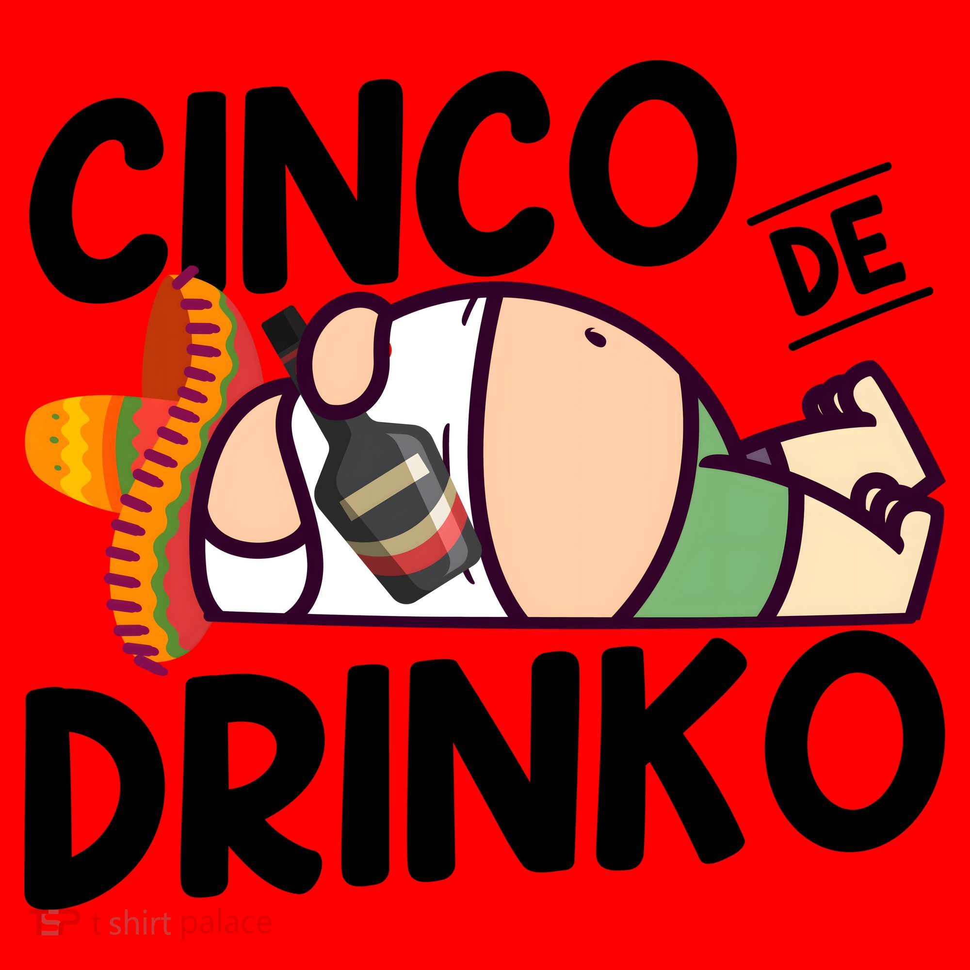 Fat Man Drinking Cinco De Mayo T Santa Hat