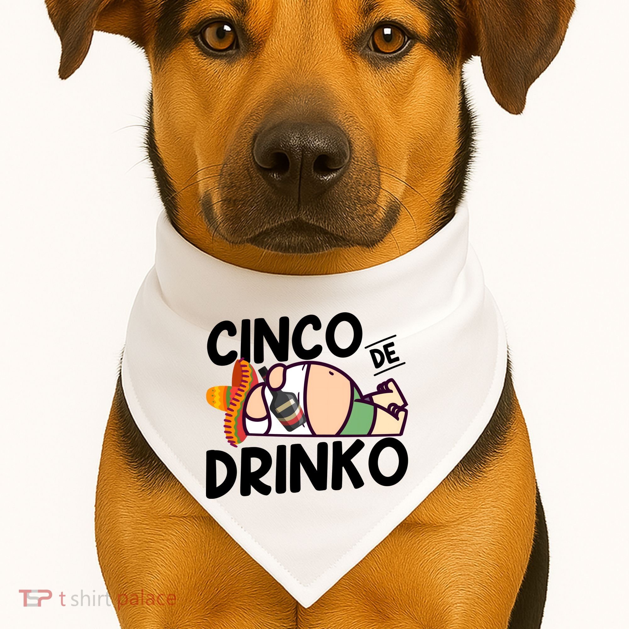 Fat Man Drinking Cinco De Mayo T USA-Made Doggie Bandana