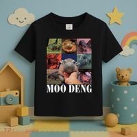 Funny Moo Deng Baby Pygmy Hippo Cute Zoo For Family Toddler T-Shirt thumb 3