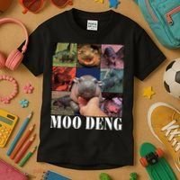 Funny Moo Deng Baby Pygmy Hippo Cute Zoo For Family Kids T-Shirt thumb 3