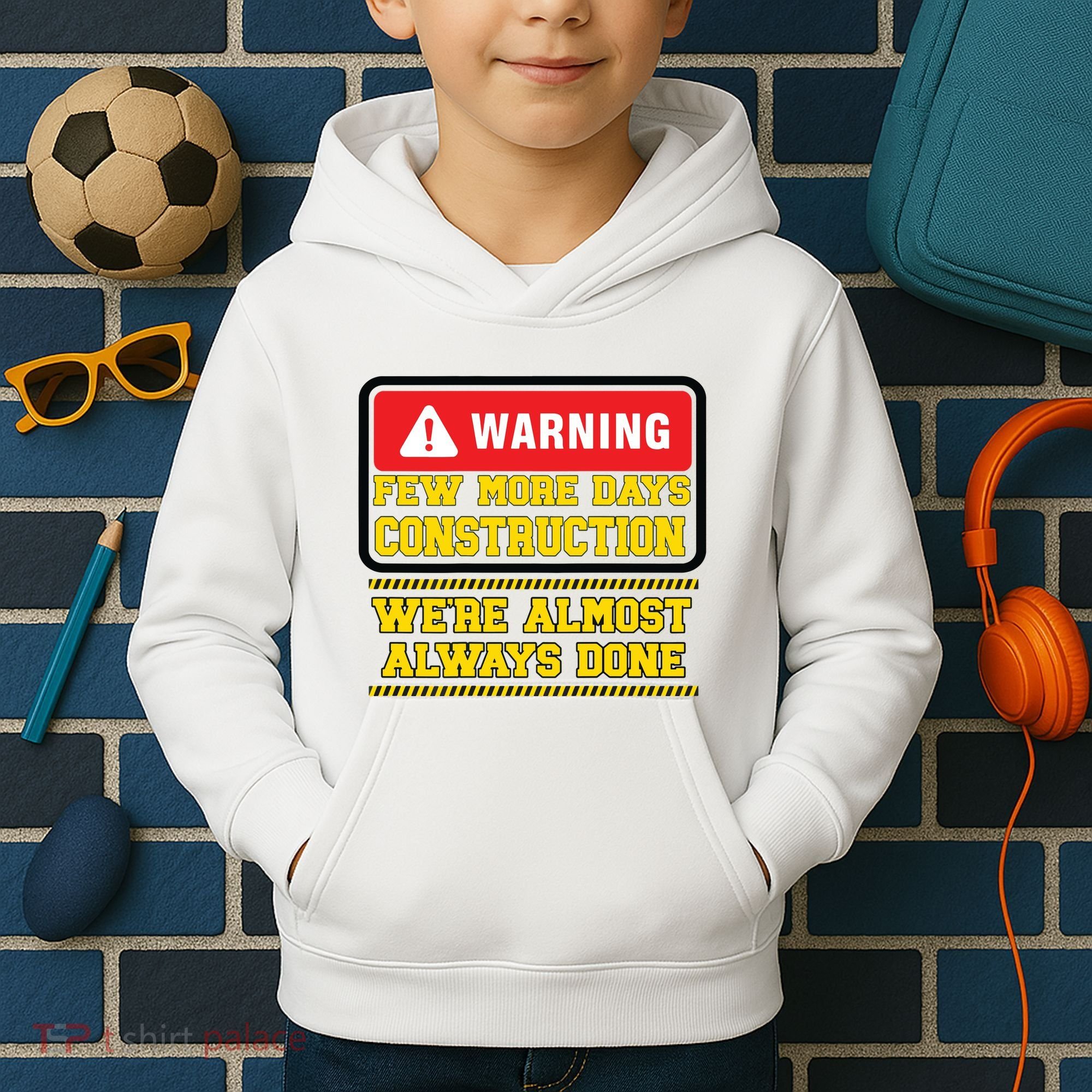 Few More Days Construction Company Construction Workers Kids Hoodie