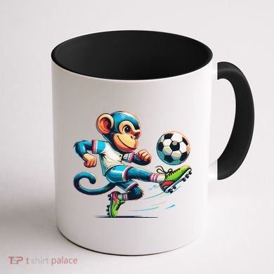 Funny Monkey Design Monkey Playing Soccer Coffee Mug back