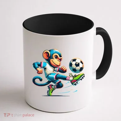 Funny Monkey Design Monkey Playing Soccer Coffee Mug back