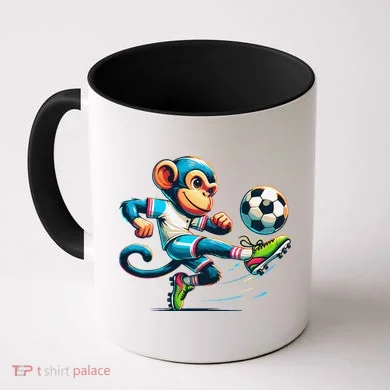 Funny Monkey Design Monkey Playing Soccer Coffee Mug