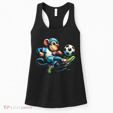 Funny Monkey Design Monkey Playing Soccer Women's Tank Top