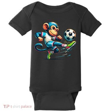 Funny Monkey Design Monkey Playing Soccer Baby Bodysuit