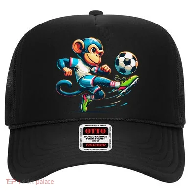 Funny Monkey Design Monkey Playing Soccer Hat