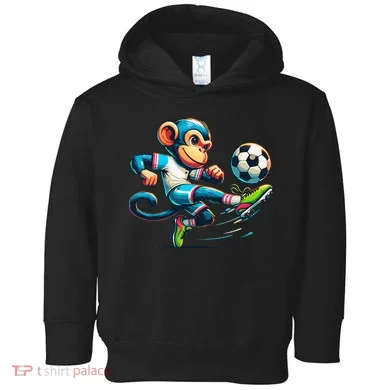 Funny Monkey Design Monkey Playing Soccer Toddler Hoodie