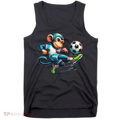 Funny Monkey Design Monkey Playing Soccer Tank Top