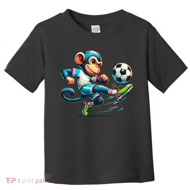 Funny Monkey Design Monkey Playing Soccer Toddler T-Shirt
