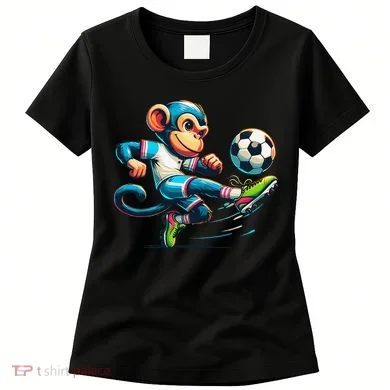 Funny Monkey Design Monkey Playing Soccer Women's T-Shirt