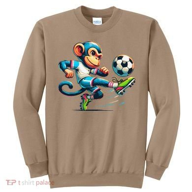Funny Monkey Design Monkey Playing Soccer Sweatshirt