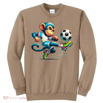 Funny Monkey Design Monkey Playing Soccer Sweatshirt