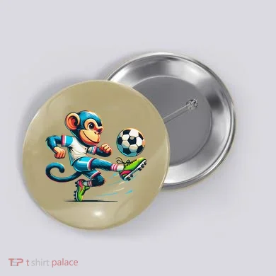 Funny Monkey Design Monkey Playing Soccer Button