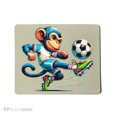 Funny Monkey Design Monkey Playing Soccer Mousepad