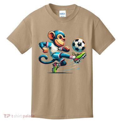 Funny Monkey Design Monkey Playing Soccer Kids T-Shirt