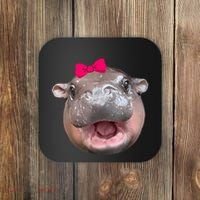 Funny Moo Deng Hippo Cute Baby Pygmy Coquette Coaster thumb 0