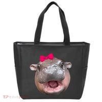 Funny Moo Deng Hippo Cute Baby Pygmy Coquette Tote Bag thumb 0