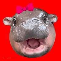 Funny Moo Deng Hippo Cute Baby Pygmy Coquette Santa Hat thumb 1