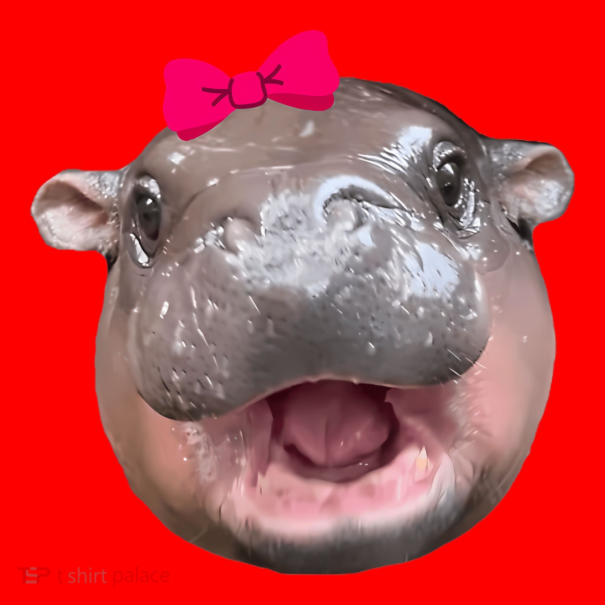 Funny Moo Deng Hippo Cute Baby Pygmy Coquette Santa Hat