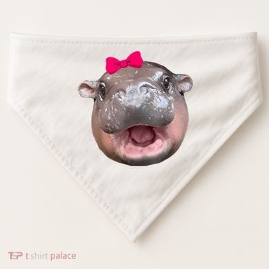 Funny Moo Deng Hippo Cute Baby Pygmy Coquette USA-Made Doggie Bandana