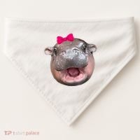 Funny Moo Deng Hippo Cute Baby Pygmy Coquette USA-Made Doggie Bandana thumb 0