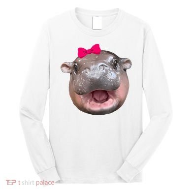 Funny Moo Deng Hippo Cute Baby Pygmy Coquette Long Sleeve Shirt