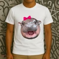 Funny Moo Deng Hippo Cute Baby Pygmy Coquette T-Shirt thumb 3