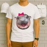 Funny Moo Deng Hippo Cute Baby Pygmy Coquette T-Shirt thumb 6