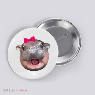 Funny Moo Deng Hippo Cute Baby Pygmy Coquette Button