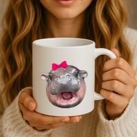 Funny Moo Deng Hippo Cute Baby Pygmy Coquette Coffee Mug thumb 3