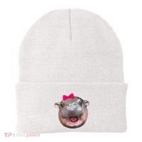 Funny Moo Deng Hippo Cute Baby Pygmy Coquette Beanie thumb 0