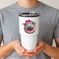 Funny Moo Deng Hippo Cute Baby Pygmy Coquette Tumbler thumb 2