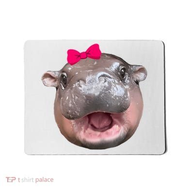 Funny Moo Deng Hippo Cute Baby Pygmy Coquette Mousepad