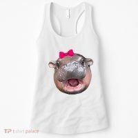 Funny Moo Deng Hippo Cute Baby Pygmy Coquette Women's Tank Top thumb 0