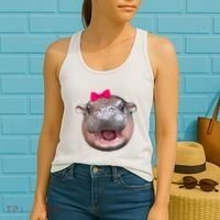 Funny Moo Deng Hippo Cute Baby Pygmy Coquette Women's Tank Top thumb 2