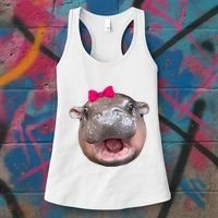 Funny Moo Deng Hippo Cute Baby Pygmy Coquette Women's Tank Top thumb 3