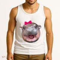 Funny Moo Deng Hippo Cute Baby Pygmy Coquette Tank Top thumb 3