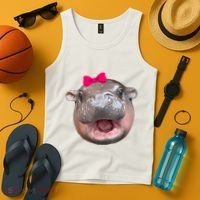 Funny Moo Deng Hippo Cute Baby Pygmy Coquette Tank Top thumb 4